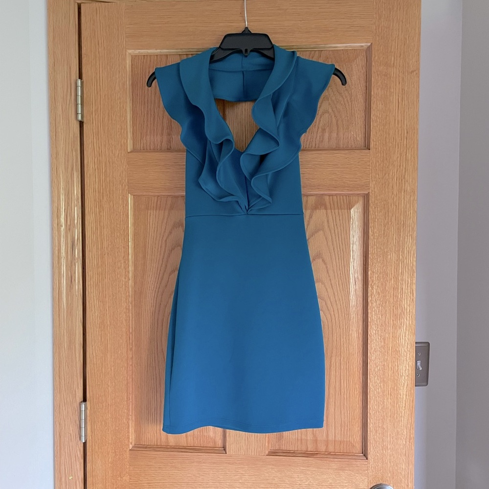 Halter turquoise bodycon party dress size small